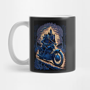 Skeleton Riding Motorbike On Flames Mug